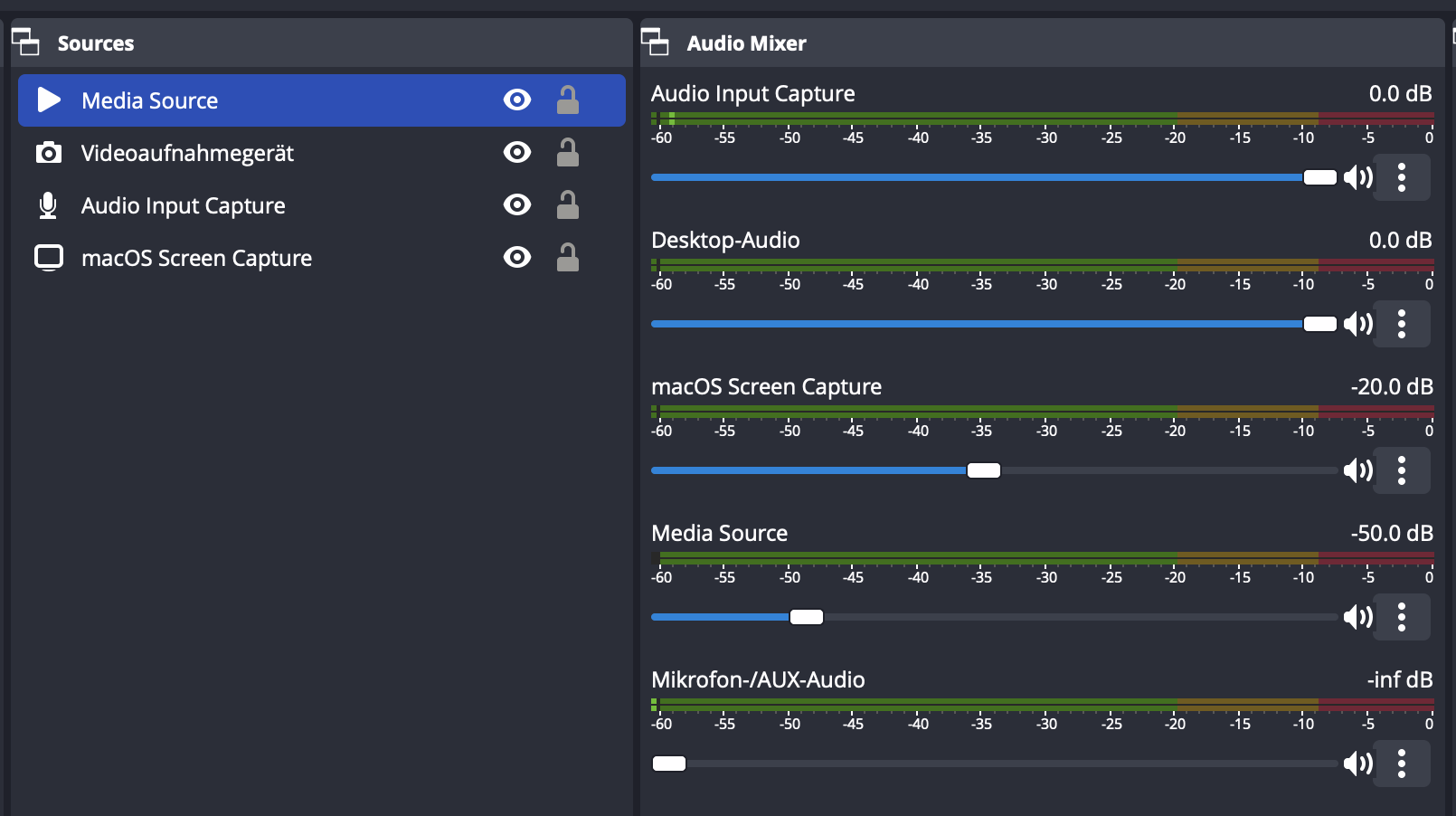 OBS Settings for Audio Mixer